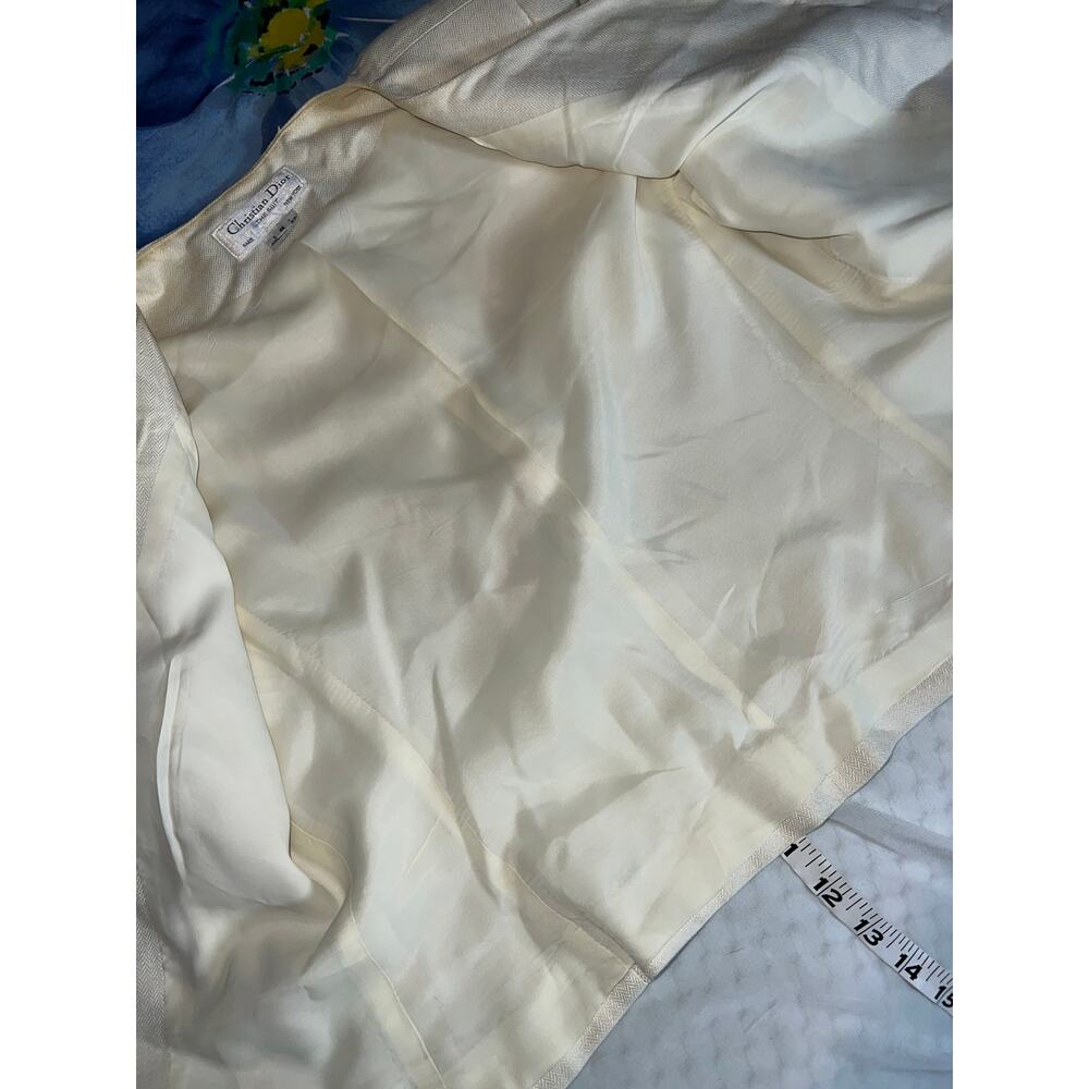 075 Vintage Christian Dior The Suit Ivory Wool Jacket USA Made Women’s 6 - Picture 8 of 10